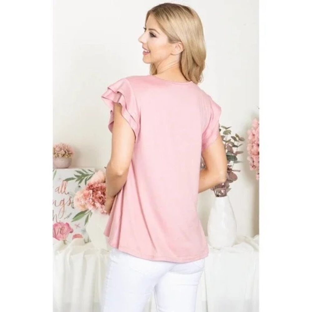 Layered Ruffle Short Sleeve Top - Picture 3 of 5